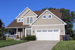 Modern style suburban home view from the street
