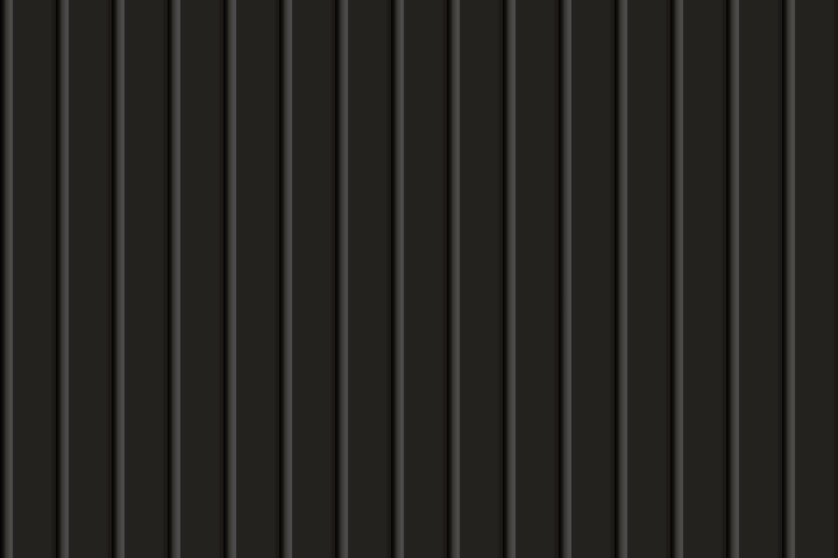 Seamless vertical siding texture. Black plastic, metal or wooden pattern of building cladding. Abstract vector pattern with texture. Horizontal wall decor for warehouse facade. Vinyl floor background black siding